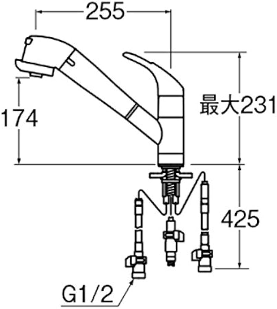 Amazon.co.jp: SANEI キッチン用 シングル浄水器付ワンホールスプレー