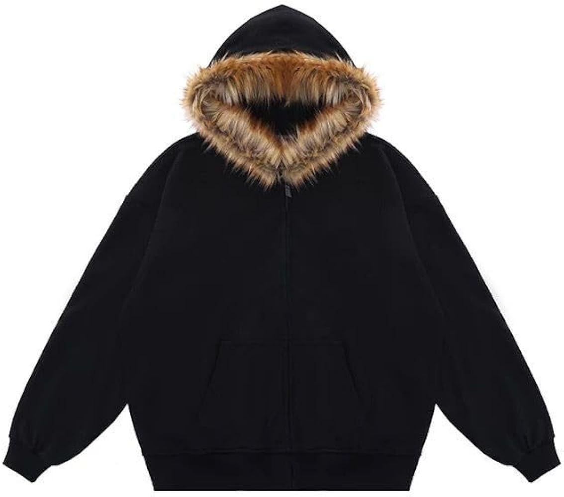 Amazon.com: Dynict Women's Y2K Zip Up Hoodies with Fur Hood Winter