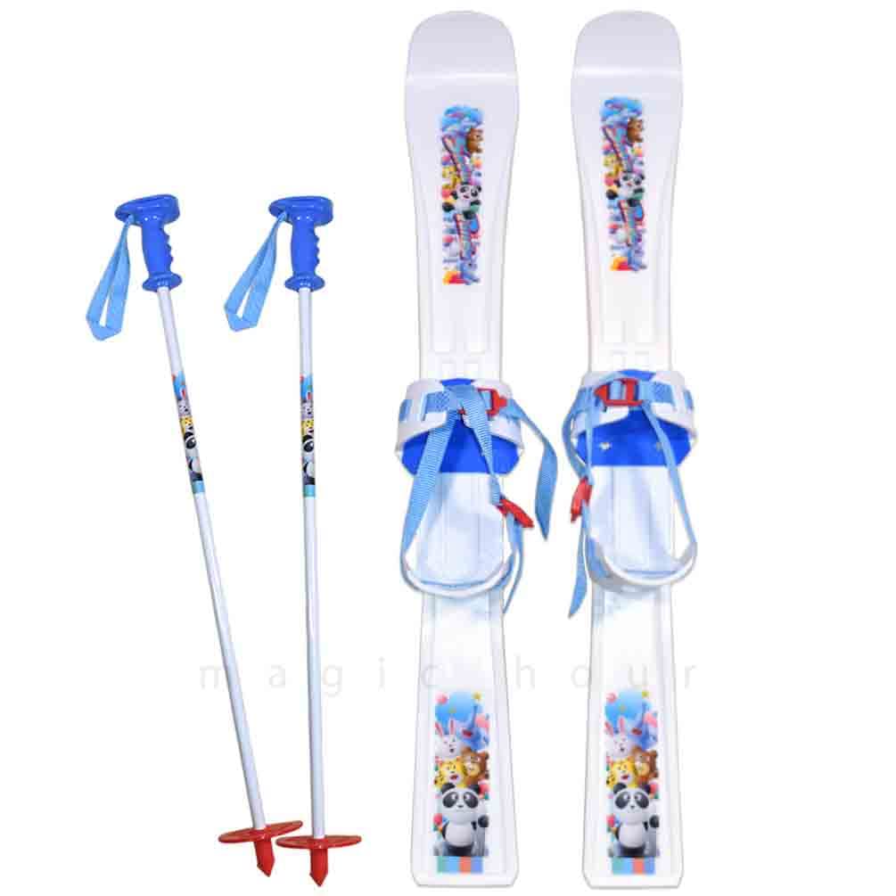 Amazon | ジュニア キッズ パンダ スキー セット 板 ストック ポール