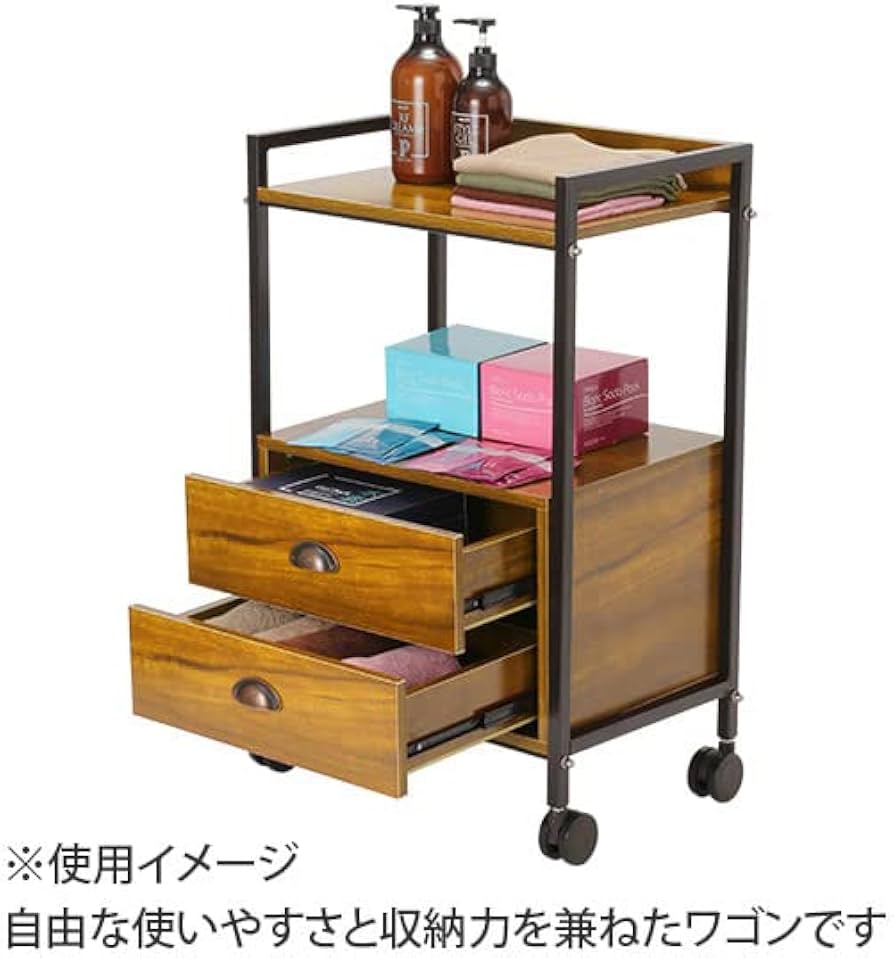 Amazon.co.jp: 木製 引き出し付き ワゴン ラック キャスター付き Roman