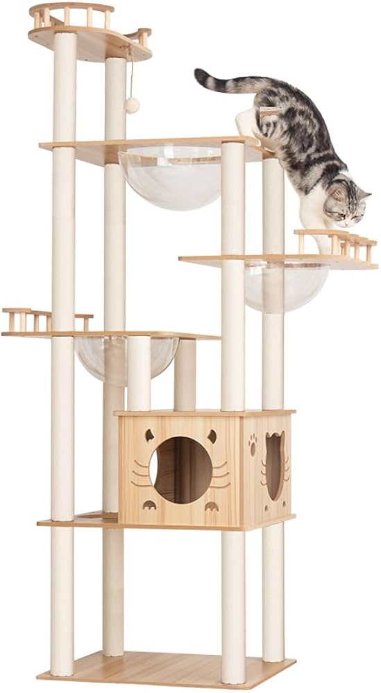 Amazon | LULUCAT キャットタワー 木製 据え置き 多頭飼い おしゃれ