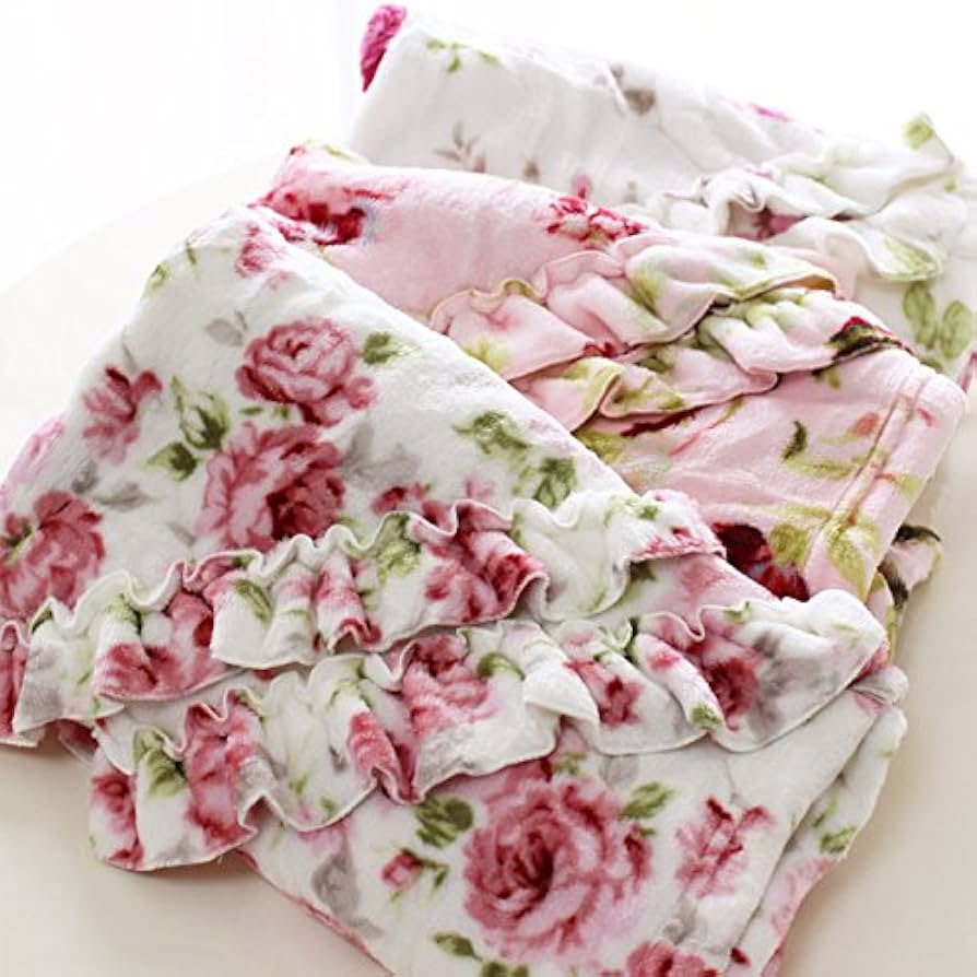 Amazon | 薔薇のブランケットフリル付き マイクロファイバー
