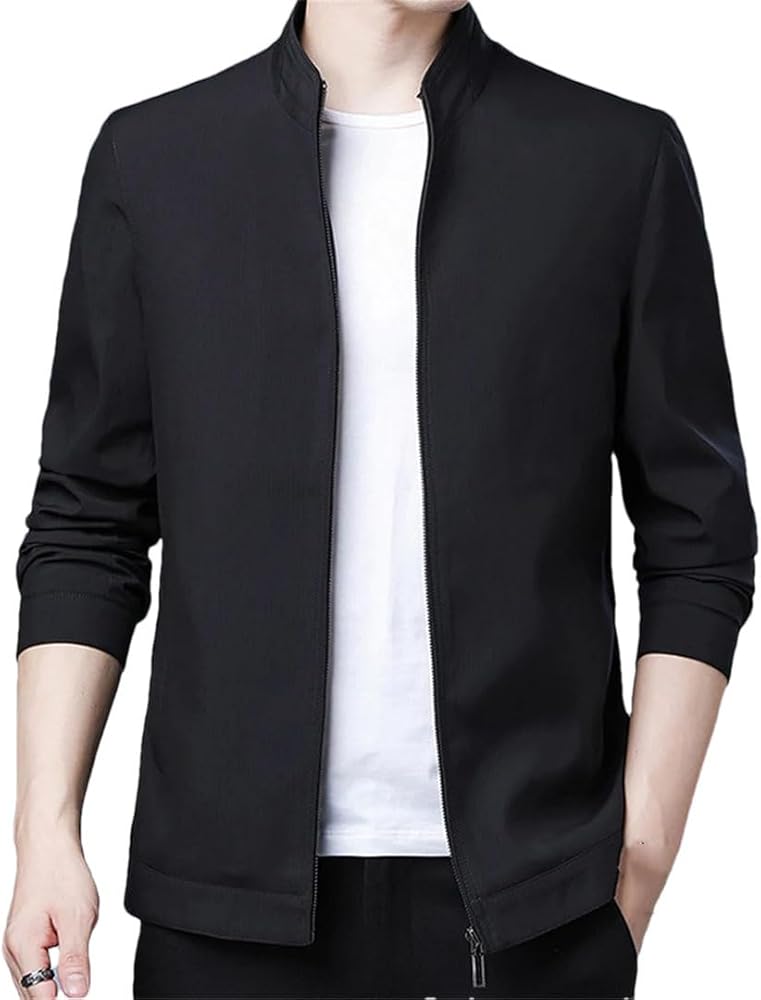 Men's Stand Collar Zipper Thin Business Jacket Jacket Men's Casual