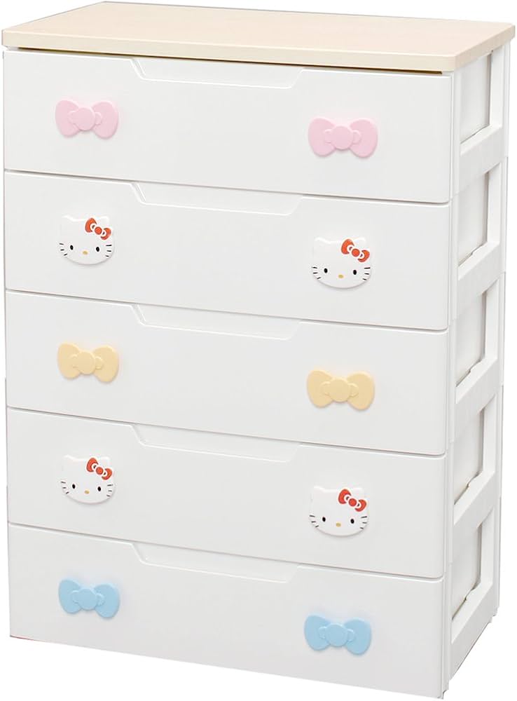 Amazon.co.jp: アイリスオーヤマ キッズチェスト ウッドトップ キティ