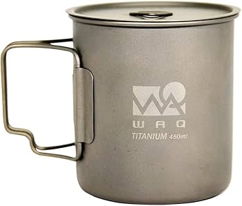 Amazon | WAQ チタンマグカップ 450ml (蓋付き) キャンプ用 直火