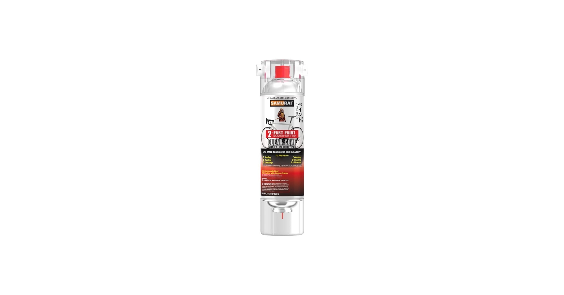 SAMURAI 2-Part Polyurethane Spray Paint Clear Coat for Bike - 11.3
