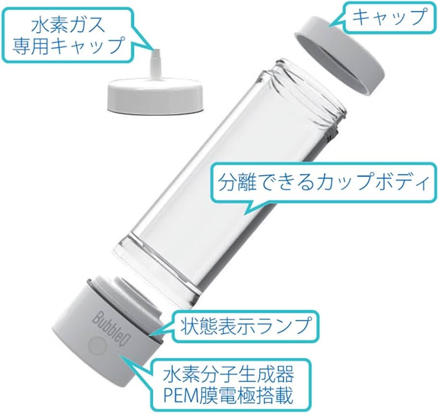 Amazon | nanoko BubbleQ BQ-30 (ホワイト) 携帯型 水素水生成機能付き