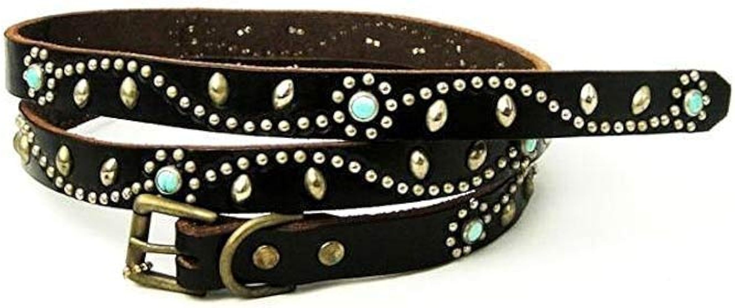 Amazon | [エイチティーシー] SN-32-TQ Turquoise Narrow Studs Belt