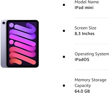 2021 Apple iPad Mini 6 (Wi-Fi, 64GB) - Purple (Renewed) : Amazon