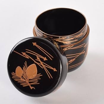 Amazon.co.jp: 茶道具 塗師 中村宗哲作 松葉蒔絵 中棗 袱紗付 共箱 V