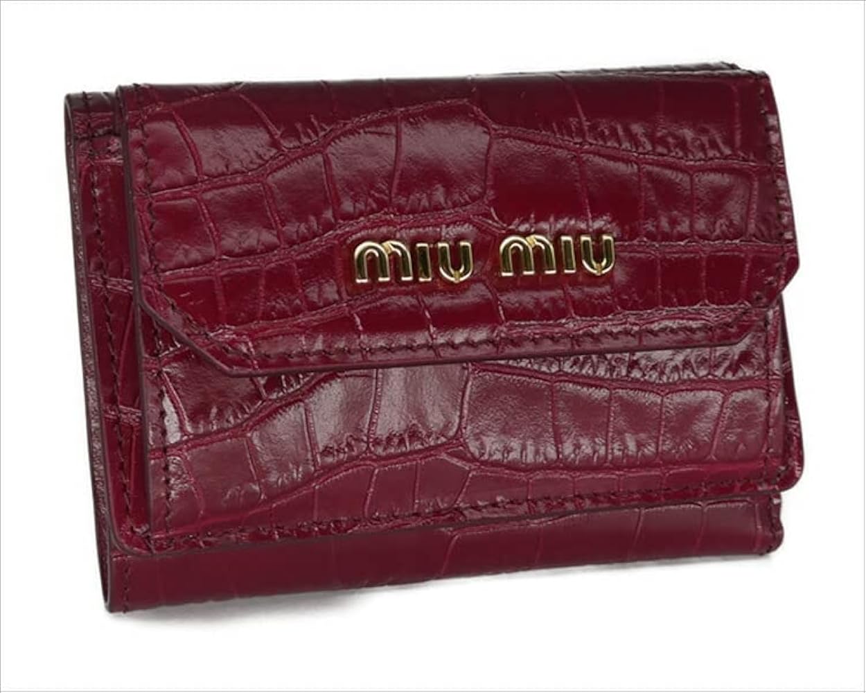 Amazon | MIUMIU クロコダイルプリントレザー 三つ折り 財布 MIUMIU