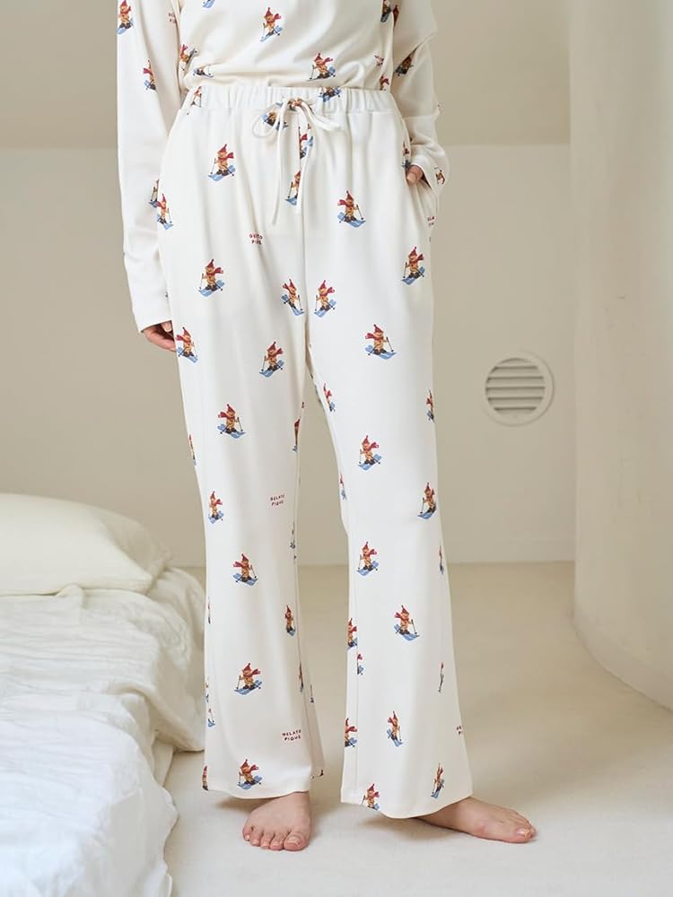 Amazon | [ジェラート ピケ] 【HOLIDAY】スキーベア柄ロングパンツ