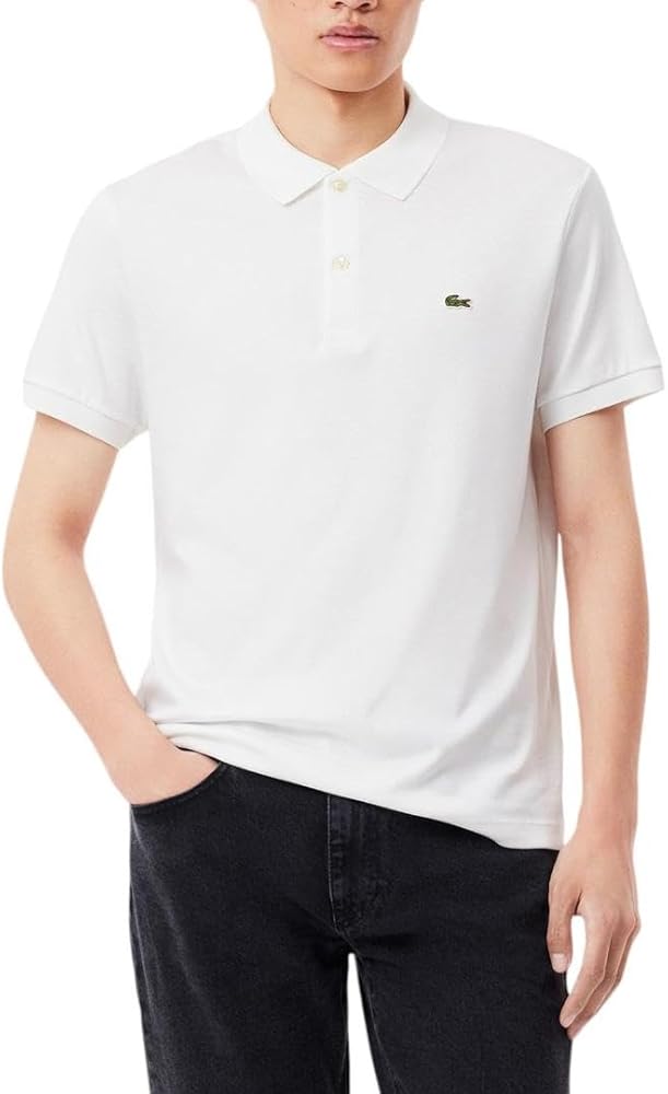 Lacoste Men's Original Cotton Pique Polo, White, XS at Amazon