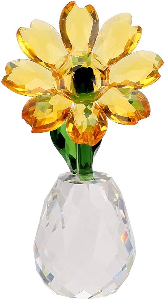 Amazon.co.jp: OwnMy クリスタル ひまわり ガラス 置物 オーナメント