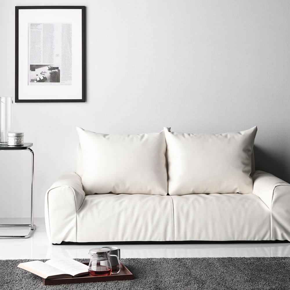 Amazon｜ソファー ローソファー 2人掛け 幅135cm ホワイト レザー