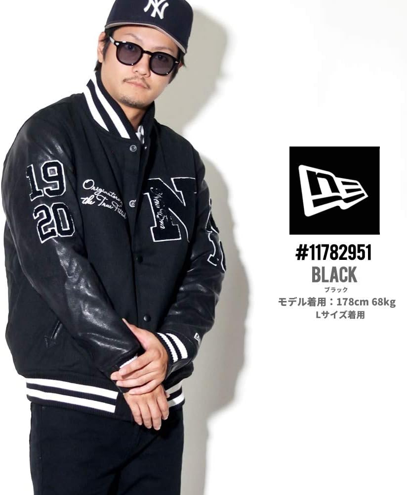 Amazon | [ニューエラ] スタジアムジャケット メンズ ブラック XL