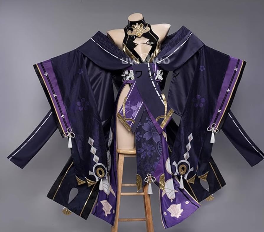 Amazon.co.jp: 八重神子黒八重紫巫女和服コスプレ衣装(ウィッグ 靴