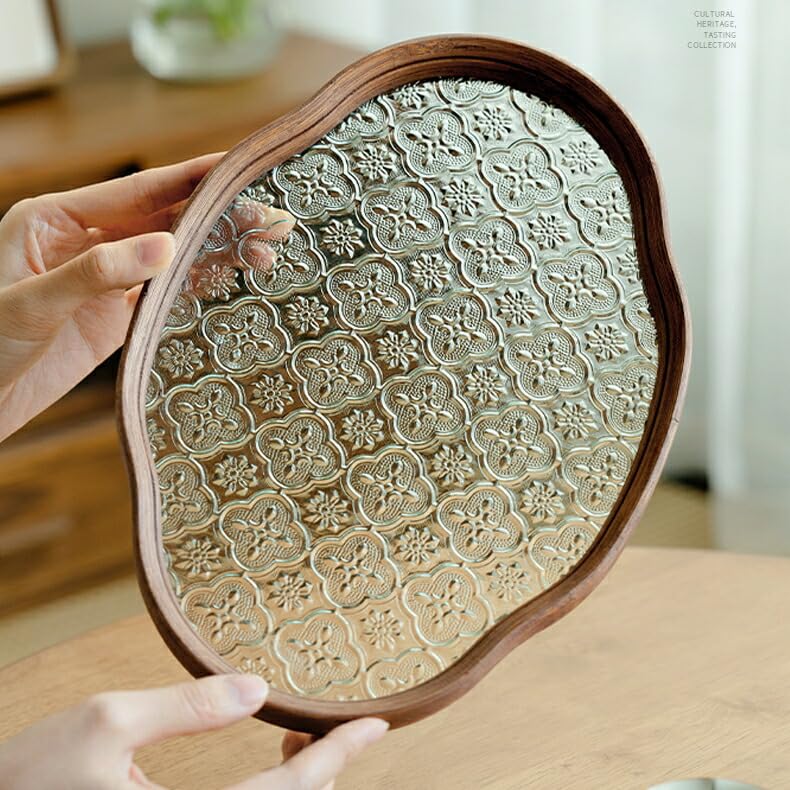 Amazon｜Liberty-Z 花海棠柄トレー トレイ ガラス 盛器 昭和 「シノワ