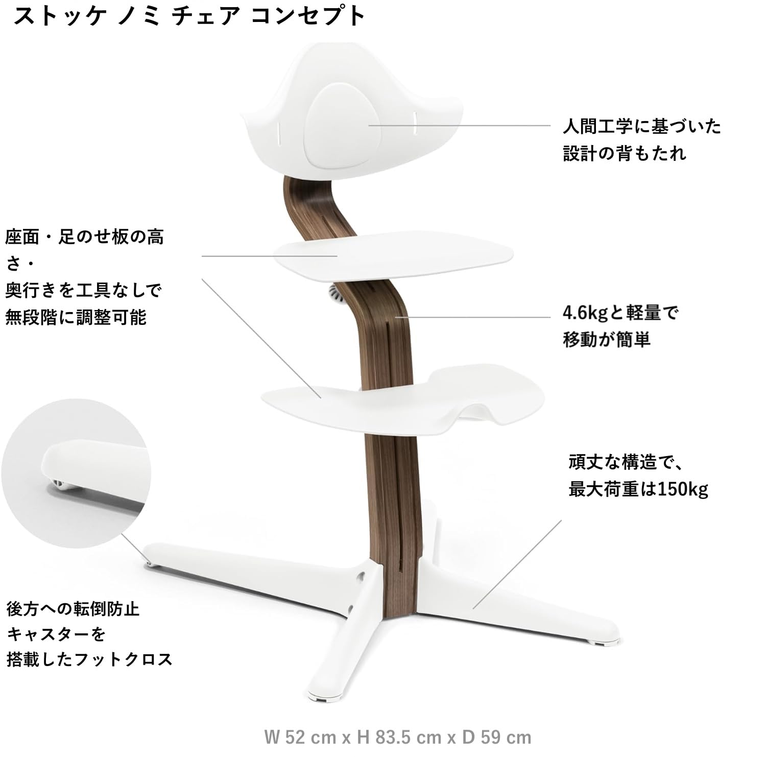 Amazon.co.jp: Stokke(ストッケ)【公式】ノミ チェア ウォールナット
