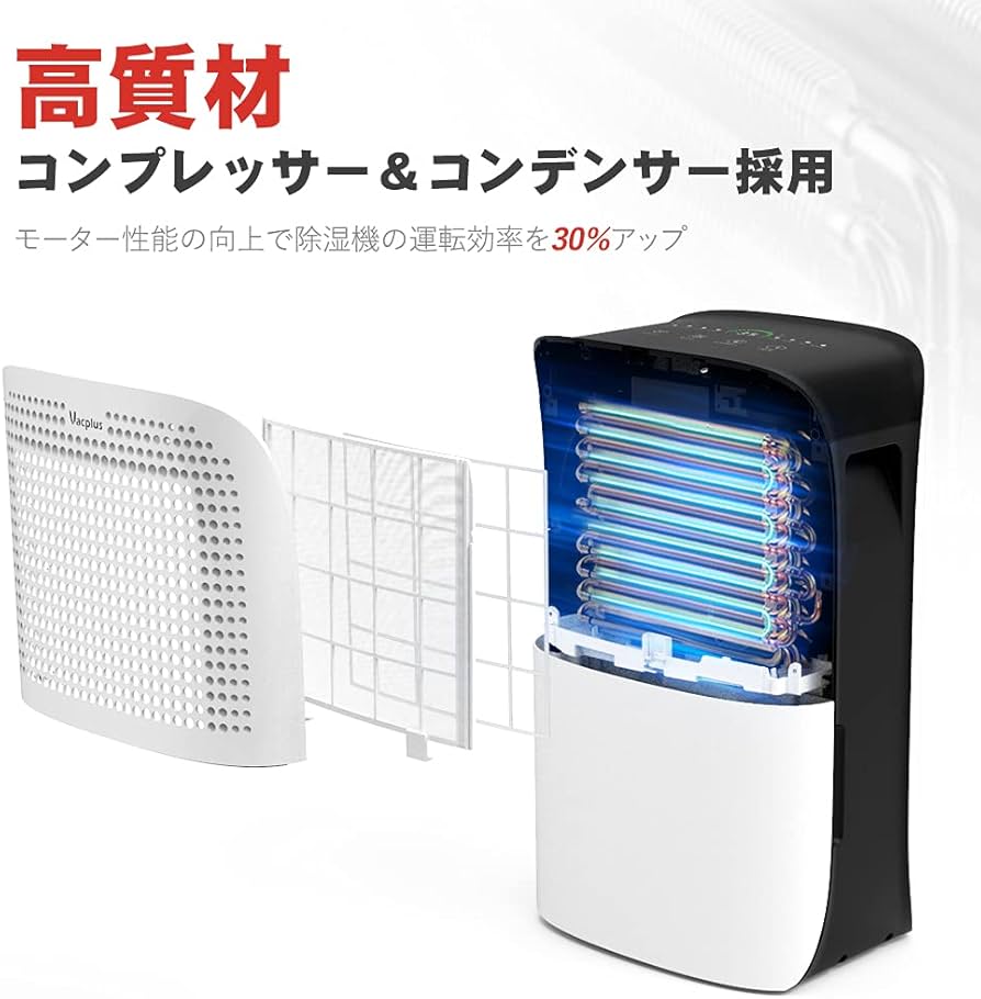 Amazon.co.jp: Vacplus 12L 除湿機 コンプレッサー式 除湿量 12L/日 大