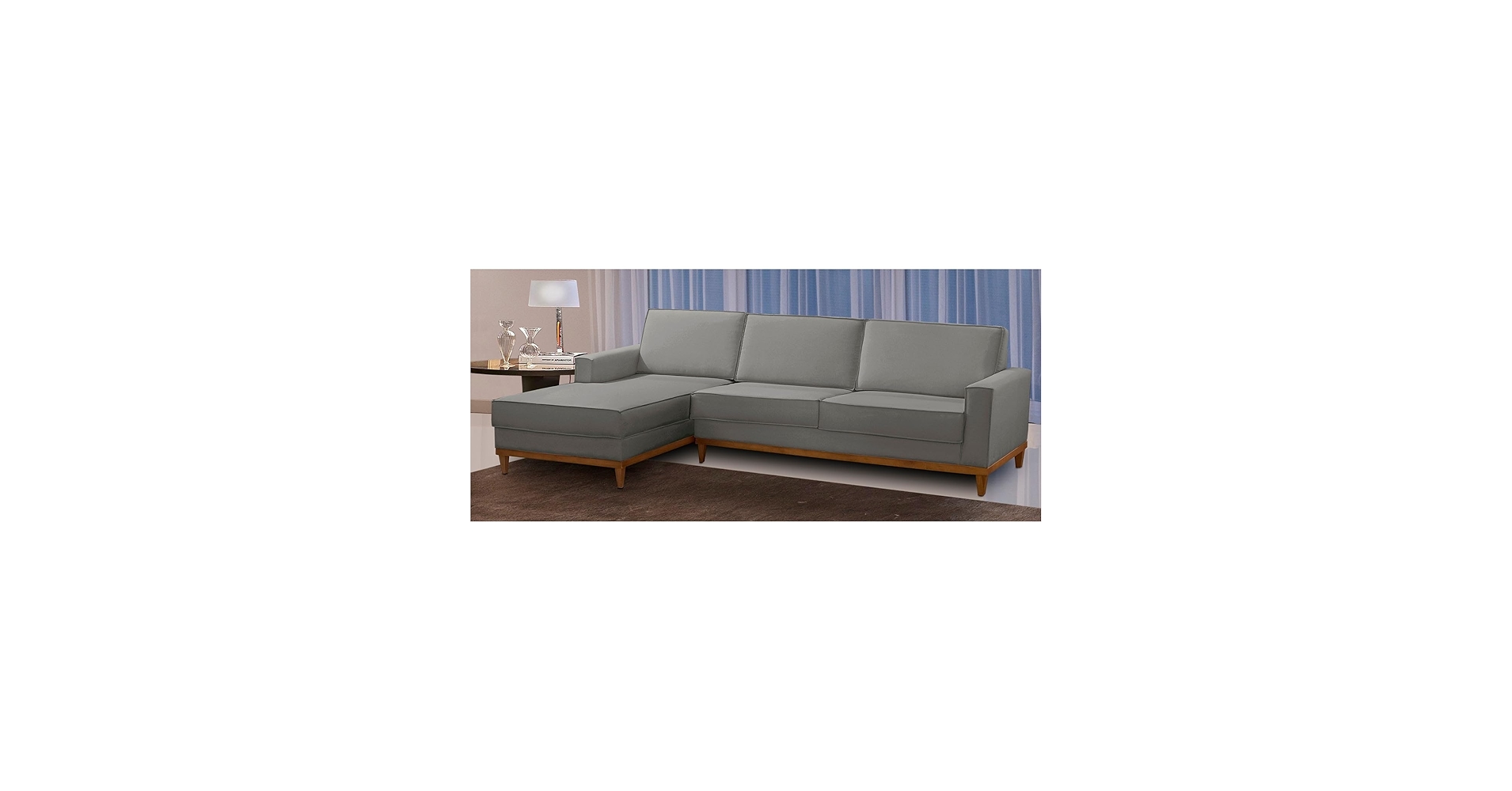 Sofá 3 Lugares 2,60m Living com Chaise Esquerdo Lavinia Linho