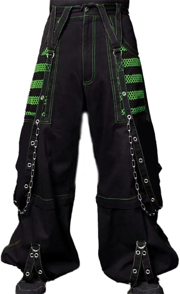 Womens Gothic Punk Cargo Pants High Waist Flare Pants Wide Leg