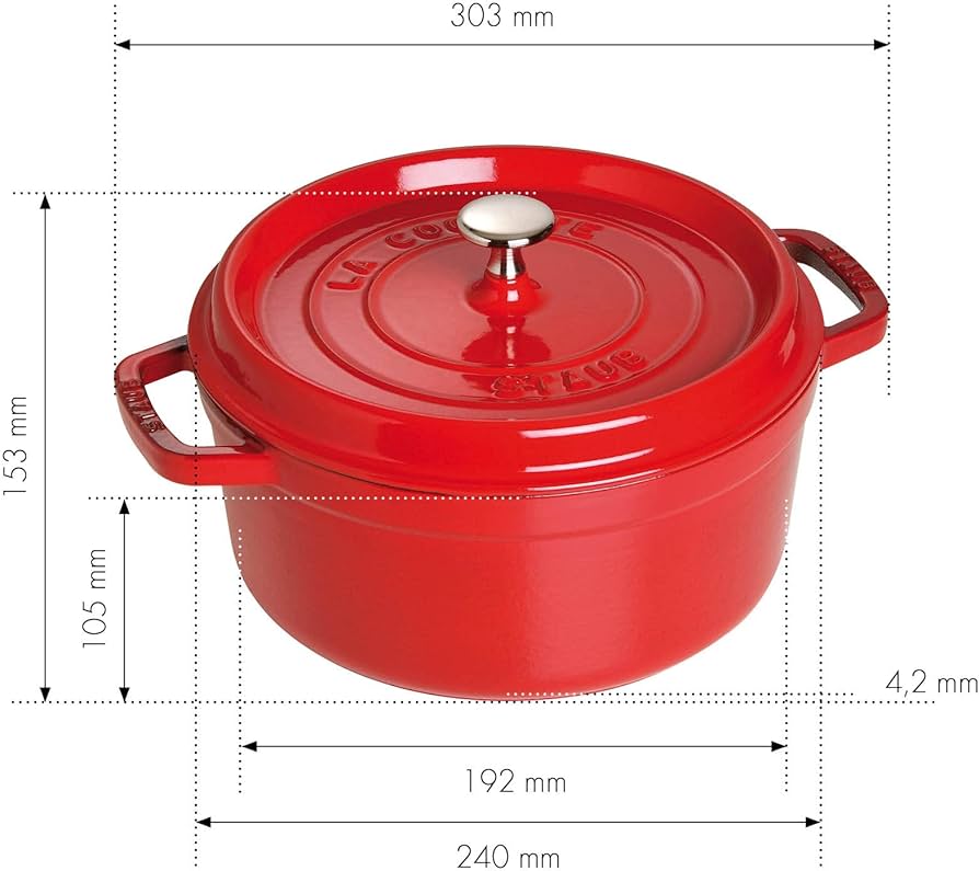 Amazon.com: Staub 4 Qt. Round Cocotte-cherry Red : Arts, Crafts