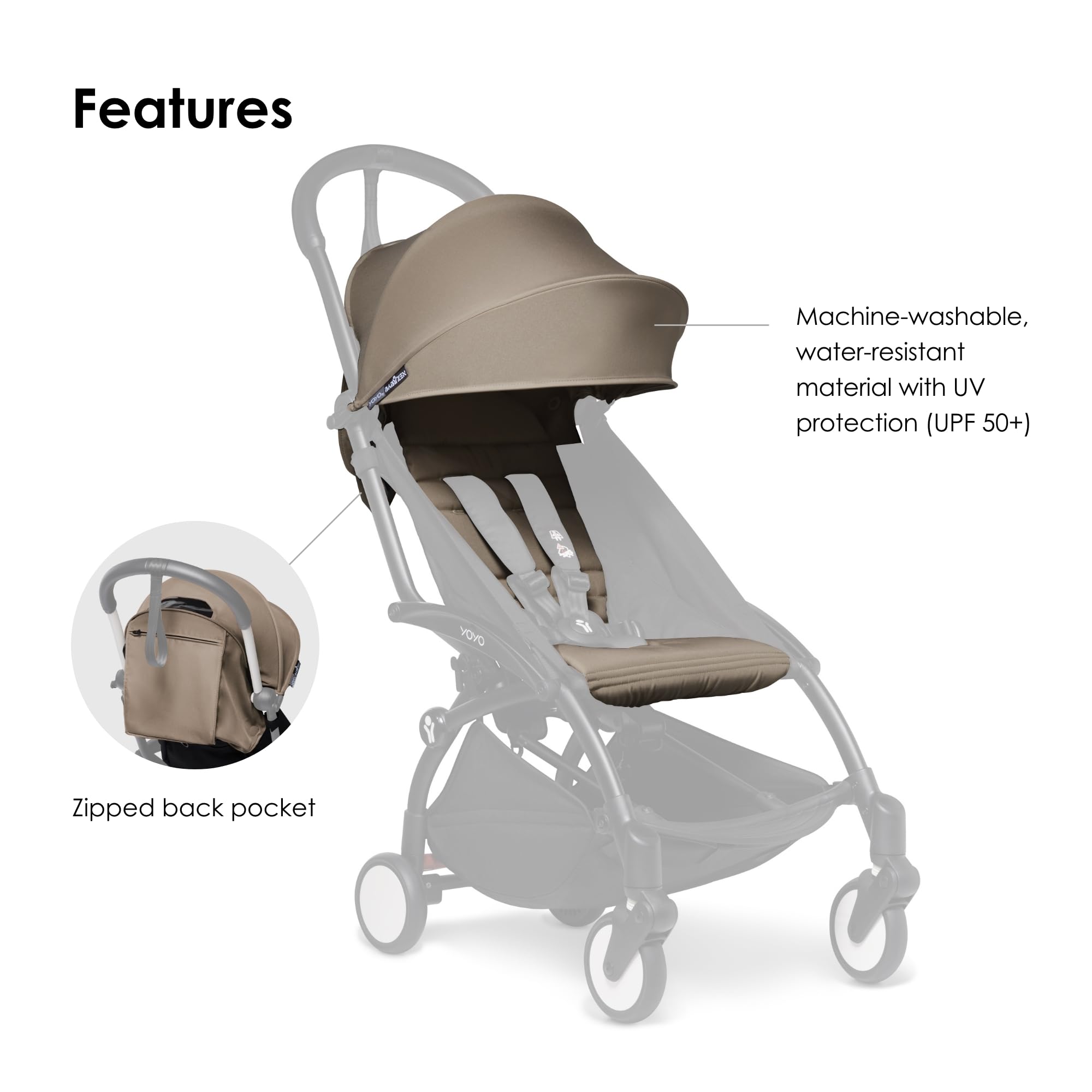 BABYZEN YOYO 6+ Color Pack, Taupe - Textiles Only: Seat Cushion