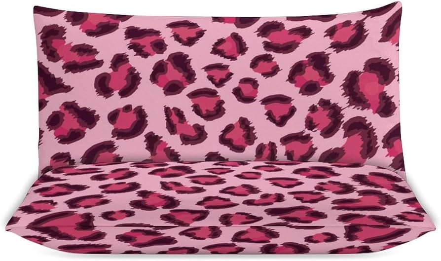 Amazon｜布団カバー 3点セット レオパード柄 豹柄 ヒョウ柄 ピンク