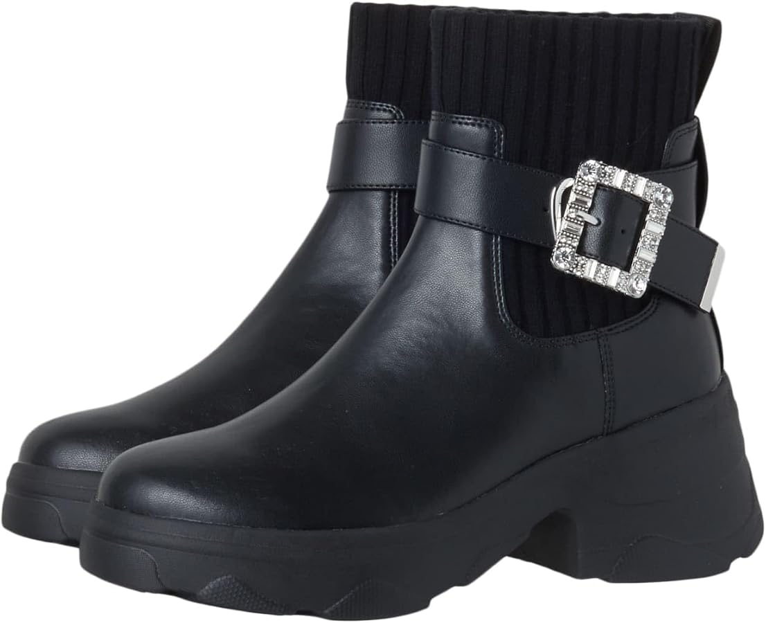 Amazon | [ダイアナ] プラス ショートブーツ 黒 ブラック 24.5cm
