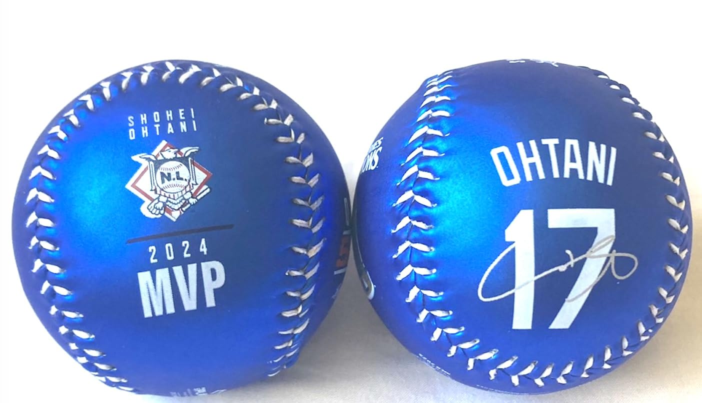 新品】ドジャース大谷2024 50/50 MVP WS優勝記念ボール ブルー Amazon