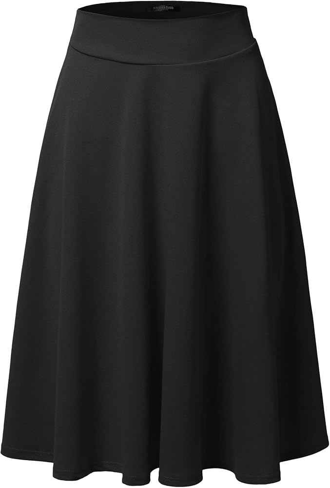 Amazon.com: SSOULM Women's High Waist Flare A-Line Midi Skirt