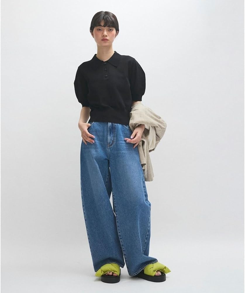 Amazon | [アダムエロペ] ラミーニットポロシャツ ブラック系(02) F