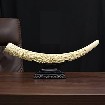 Amazon.co.jp: 置物 オブジェ 象牙風 樹脂製 彫刻 創造的な模造象牙