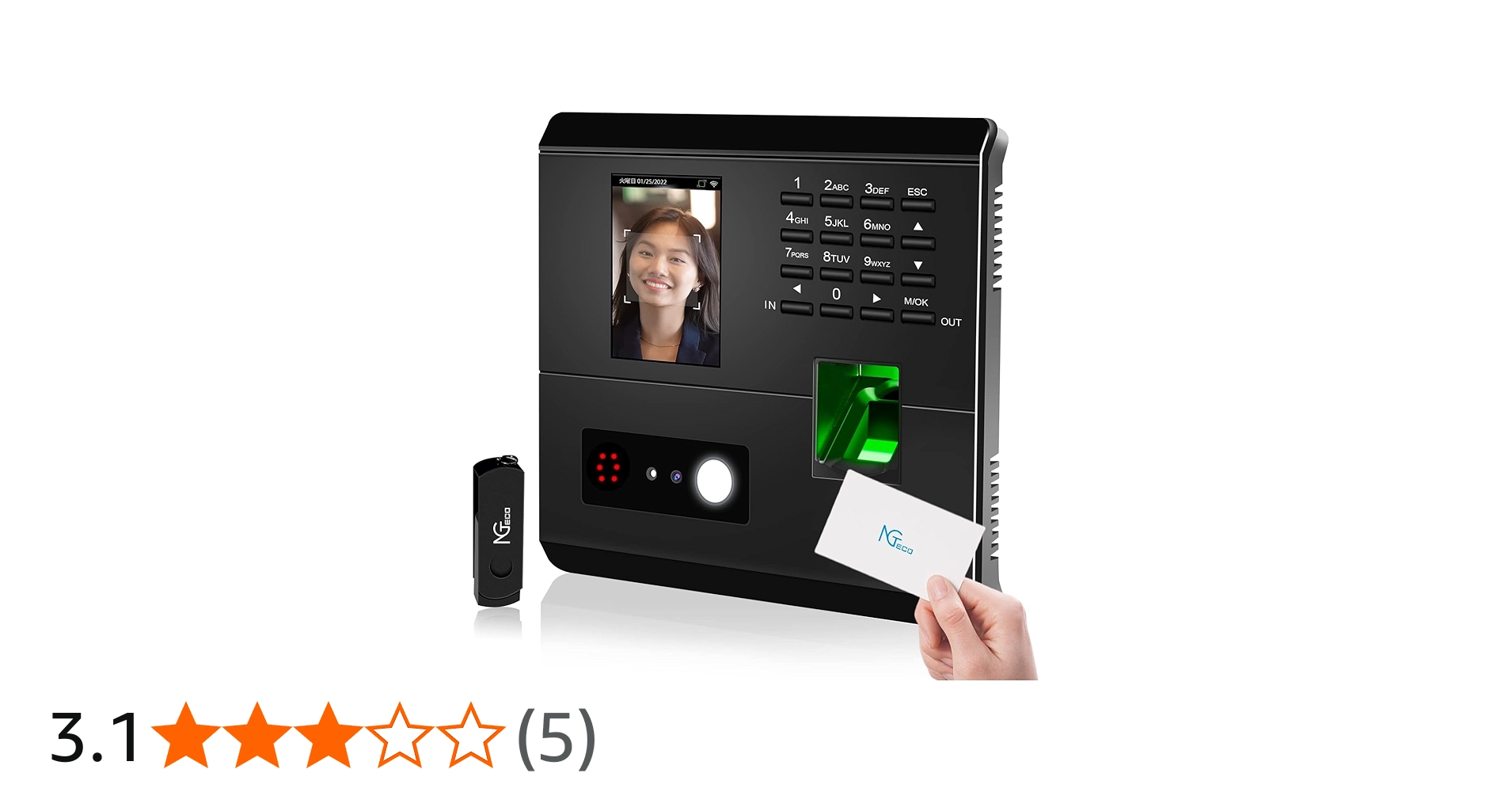 Amazon.co.jp: NGTeco タイムレコーダー 可視光顔認証 指紋認証 2.4G
