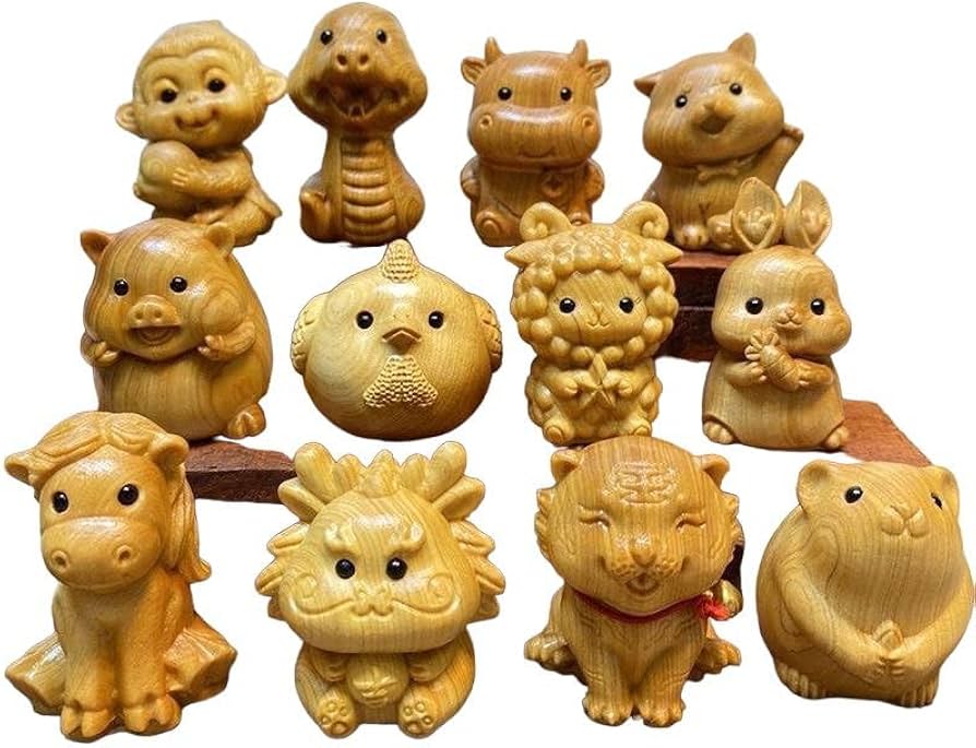 Amazon.co.jp: 十二支木彫りセット 木彫り動物インテリア かわいい