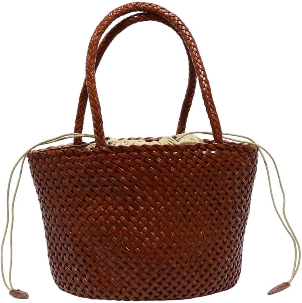 Amazon | 本革 編み かごバッグ 舟形トートバッグ 大人 カゴバッグ