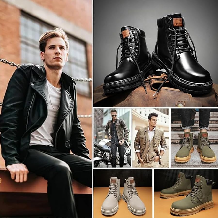 Amazon | [Firmiarii] メンズ ハイカット ワークブーツ レザーブーツ