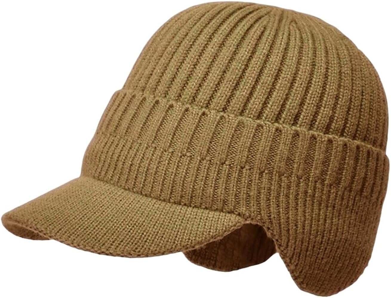 MINAKOLIFE Men's Winter Visor Beanie Hat with Earflaps Knit