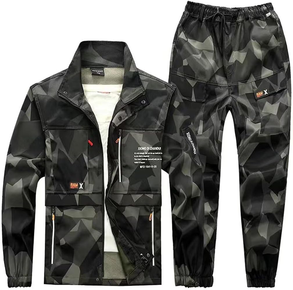 Amazon | [HUALIANYI] 作業服 迷彩服 上下セット メンズ アウトドア