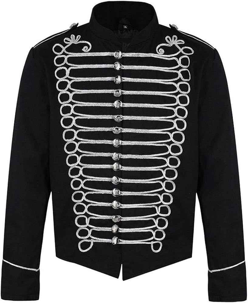 Amazon.com: Men's Military Steampunk Napoleon Black Silver