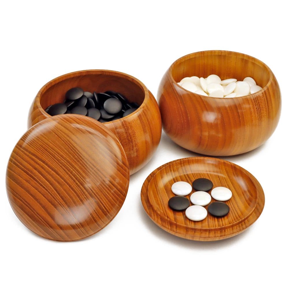 Amazon | 囲碁 日向特製蛤碁石那智黒碁石 31 実用 厚み8.4mm 木製本欅