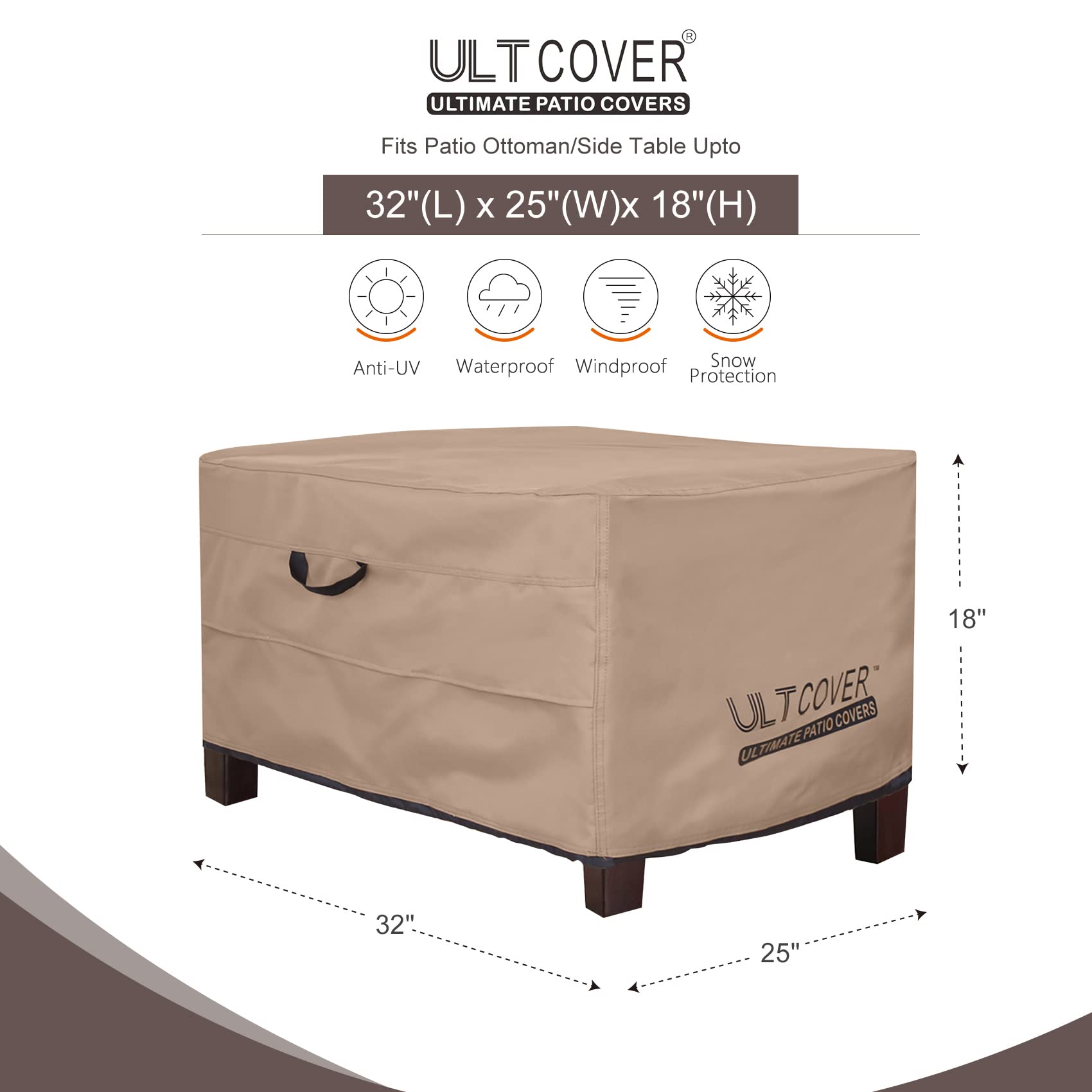 Amazon.com: ULTCOVER Waterproof Patio Ottoman Cover Rectangular