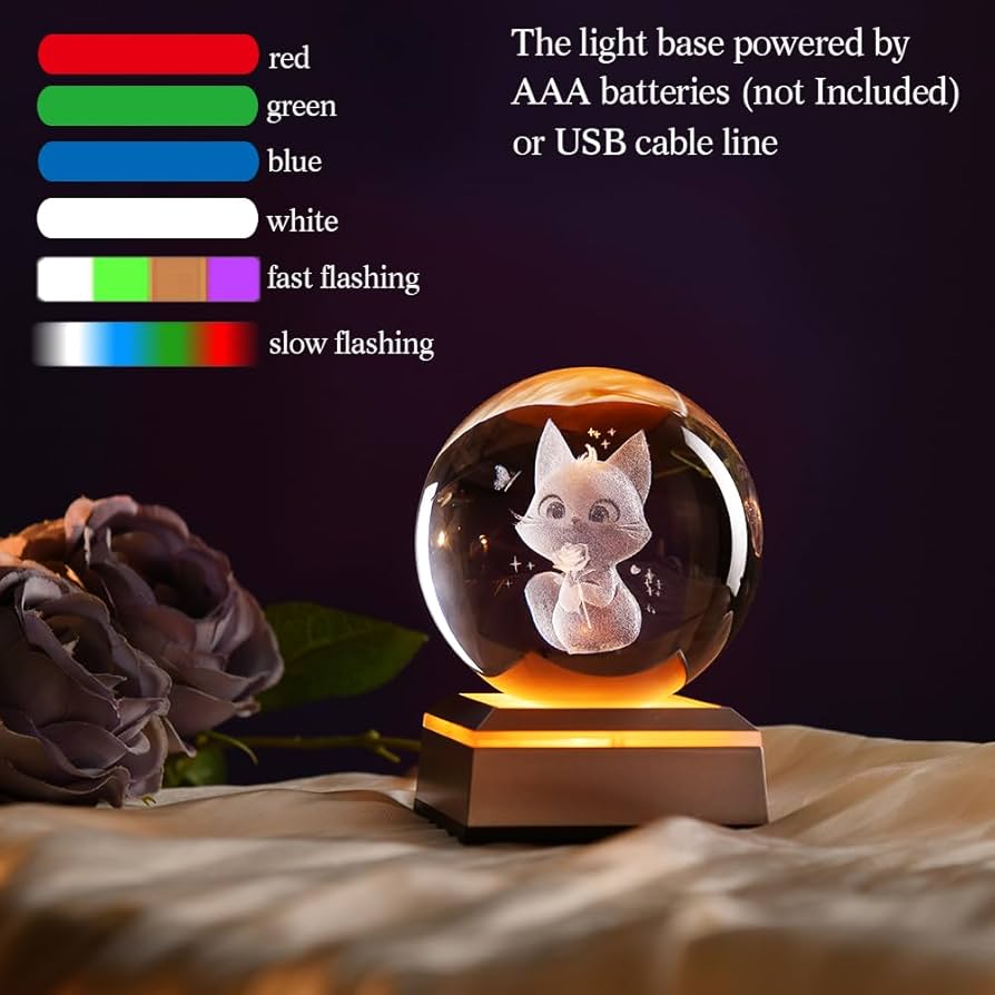 Amazon.co.jp: ZRENJHUS 猫好きの女性へのギフト 3D猫クリスタルボール