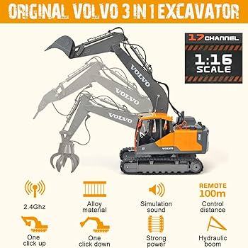 Amazon.co.jp: DOUBLE E Volvo RC ショベル 17チャンネル 3イン1 建設