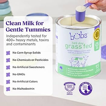 Amazon.com: Bubs 365 Day Grass Fed Infant Formula with Iron, Cow