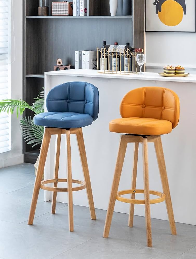 Amazon | [JIMSHUINIO] カウンターチェア バーチェア 天然木 360度回転