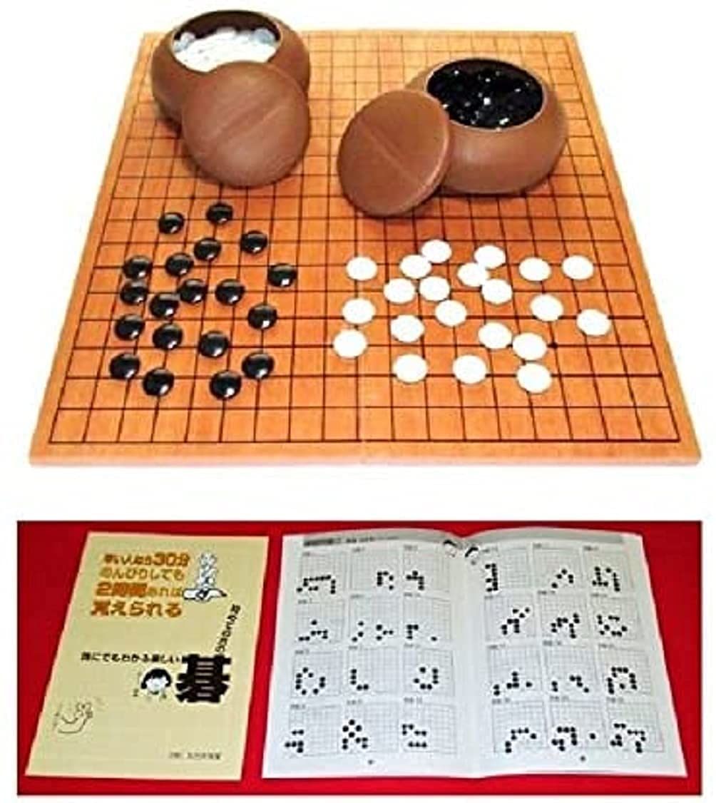 Amazon | （入門書）囲碁入門セット 19路・折碁盤 碁石 碁笥 （フル