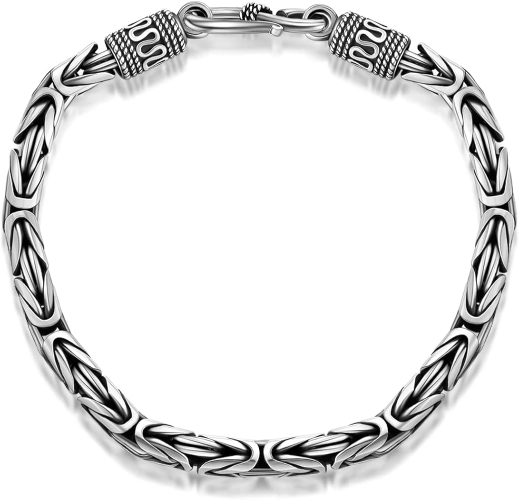 Amazon.com: CEKAMA Thick Sterling Silver Byzantine Link Curb Chain