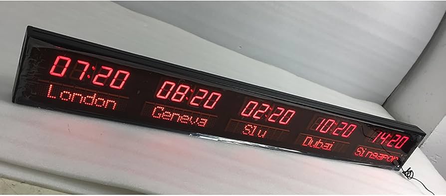 Amazon.co.jp: 大型デジタルLED世界時計、5タイムゾーン壁掛け都市